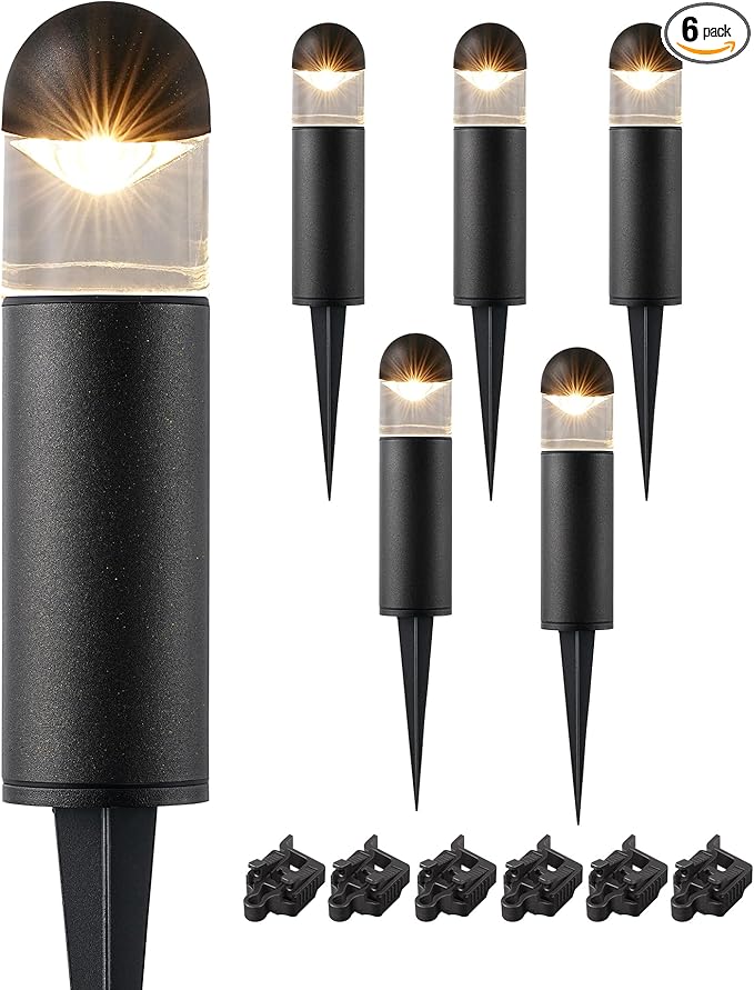 EDISHINE Low Voltage Landscape Lighting 12V 3W 3000K Warm White Electric Outdoor Bollard Lights with Connectors Waterproof LED Pathway Driveway Walkway Lights Wired for Yard Garden