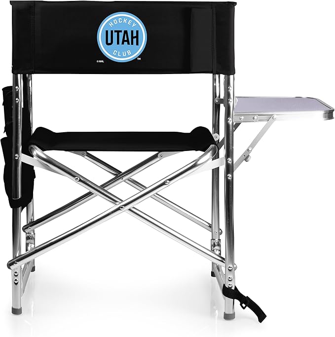 PICNIC TIME NHL Utah Hockey Club Sports Chair with Side Table Beach Chair Camp Chair for Adults (Black)