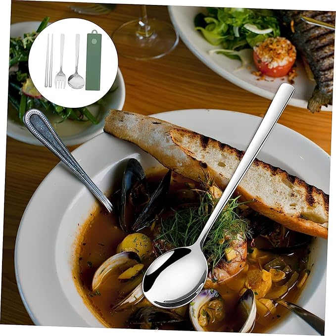 1 Set Set Fork Spoon Chopsticks Stainless Steel Utensils Set Serving Utensils Stainless Steel Travel Cutlery Travel Utensils Spoon and Chopstick Set Chopstick Chopstick Rest