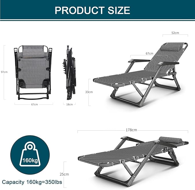 Extra Wide Recliner Chair with Padded Cushion and Footstool for Garden Patio Camping Folding Outdoor Sun Lounger for Ultimate Comfort