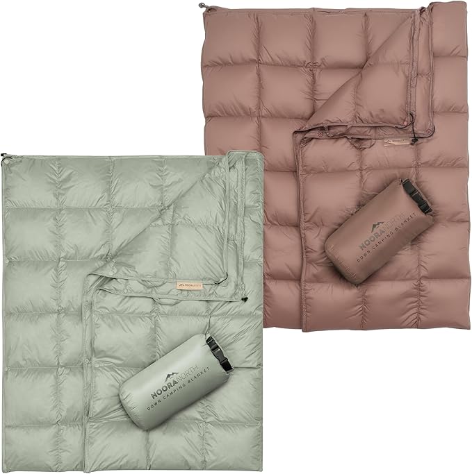Down Camping Blanket with Footbox – Lightweight Packable Water Resistant Backpacking Quilt &amp Warm Puffy Compact Outdoor Throw – 52x77 with Stuff Sack for Stadium Hiking &amp Travel