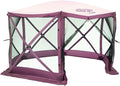 CLAM Pop-Up Screen Tent 11.5' Outdoor Camping Gazebo Portable 6-Sided Canopy with Ground Stakes &amp Carry Bag Escape Plum
