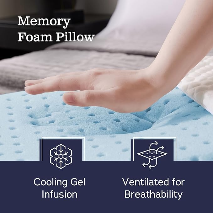 Weekender Gel Memory Foam Pillow - King Size - 1-Pack - Medium Firm Feel - Neck and Shoulder Support - Side &amp Back Sleepers - Home Hotel &amp Hospital Essentials - CertiPur Certified