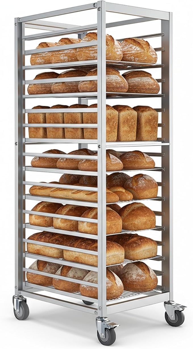 18 Tier Aluminum Home Commercial Kitchen Bakery Cooling Rack with 4 Wheels Commercial Kitchen Bun Pan Sheet Pan Rack for Restaurant Cafeteria Pizzeria