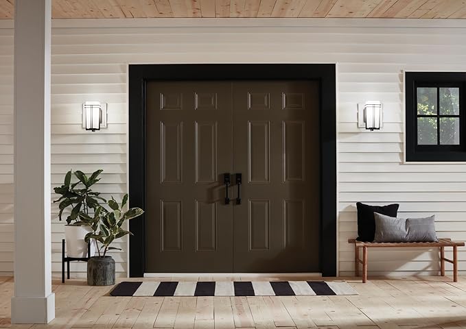 Kichler Tremillo 11.75 Outdoor Wall Lightin Black 1-Light Exterior Wall Sconce Porch Light with Satin Etched Cased Opal Glass (11.75 H x 5.75 W) 49200BK