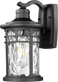 Outdoor Wall Light Fixtures 12 Inch Black Exterior Wall Mount Lantern with Water Ripple Glass Porch Light Sconces for House Garage E26 Socket