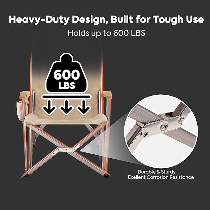 ICECO High Back Camping Chairs for Adults Heavy Duty Folding Chair for Outside Portable Outdoor Chairs with Storage Bag Hold Up 600 LBS Backpack Camping Chair 10 Years Warranty (Non-Adjustable)