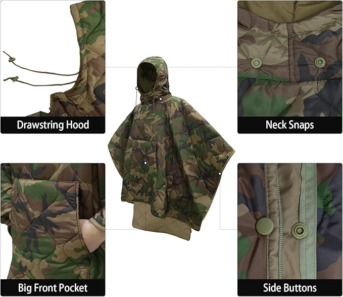 LOOGU Camo Blanket Waterproof Insulation Poncho Liner for Outdoor Camping Hiking Hunting Survival Backpacking Picnicking