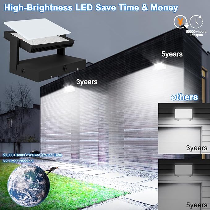 ledmo LED 150W Wall Pack Light Outdoor Switch Control Freely Rotating LED Wall Mount Light 5000K Waterproof Black Modern Flood Security Lighting Fixture for Warehouse Shop Barn Building4 Pack