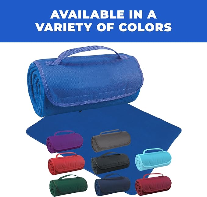 25 Ct of Roll-Up Blankets for Camping Travel Outdoors Beach Picnics – Purple – Hook + Loop Closure for Easy Use in Cars &amp on Airplanes – Customizable for Promotions &amp Events