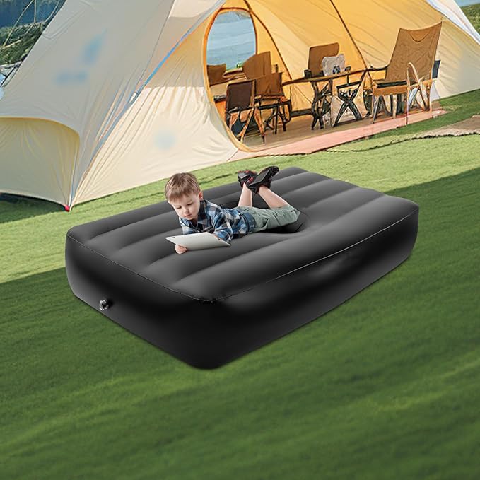 Upgraded BBL Mattress Bed Thickened Post Surgery Recovery Bed with Hole Bed Brazilian Butt Lift Foldable PVC Inflatable with Reusable Electric Air Pump 72×40×17in (Black)