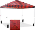 EAGLE PEAK Pop Up Canopy Tent with Wheeled Carry Bag 8 Stakes 4 Ropes 4 Weight Bags Easy Set Up Tent Canopy 10x10 ft 100sqft of Shade Red Plaid