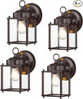 Dusk to Dawn Outdoor Wall Lantern Modern Exterior Light Fixtures Wall Mount Waterproof Front Door Wall Lighting with Clear Glass Bronze Outdoor Wall Lights for House Garage 4-Pack