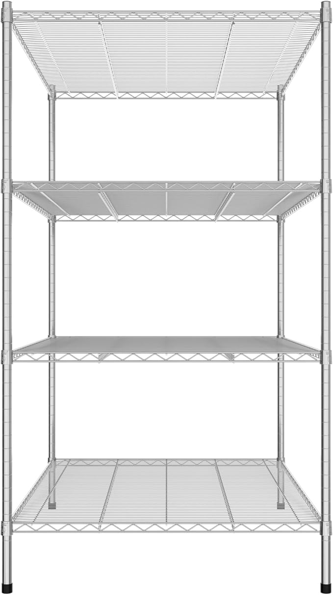 Commercial NSF Listed Chrome Stationary Wire Shelving Kit 36 x 48 x 64 with 4 Shelves Perfect for Warehouse Walk-in Refrigerator Freezer Grocery Store Restaurant Dishroom