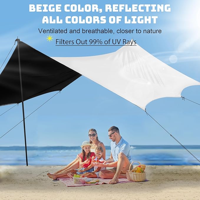 14.4×11FT Camping AwningTarp TentCamping Sun ShadeCamp CanopyShade for CampingUniversal Tent RainflyGreat for Camping PicnicsBeachPatio