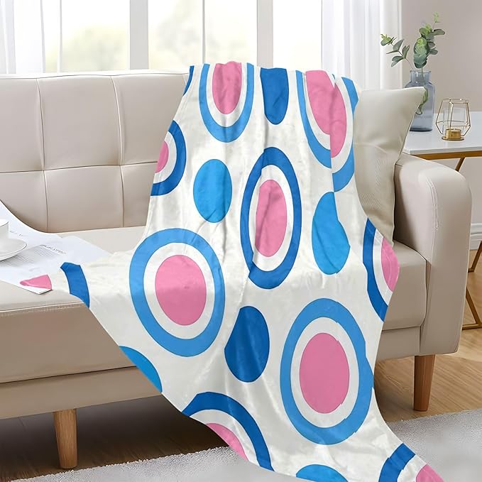 Throw Blankets For Women Trendy Polka Dot Peach Blue Bed Throw Blanket 50x70