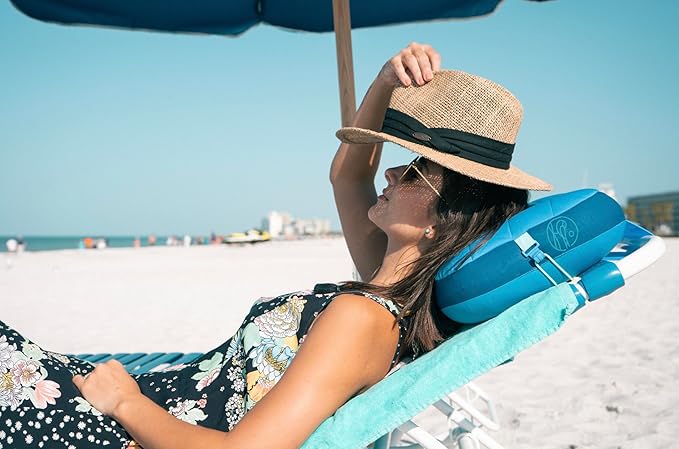 Ballast Cool Combo Beach Pillow - One Inflatable Pillow + One Cooling Pack Bundled Together The Best Way to Chill at The Beach Pool Or Camping (Ocean Blue)