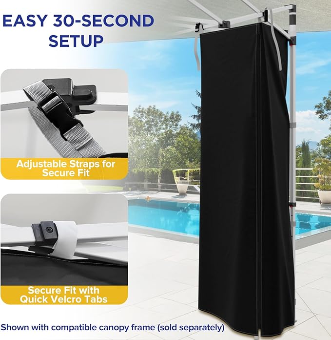 EAGLE PEAK Portable Privacy Tent Changing Room for Pop Up Canopy Fits Canopies with Cross Bars Outdoor Hanging Privacy Curtain 29.5 L x 29.5 W x 80.7 H Black