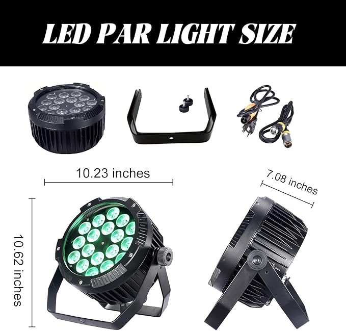 Outdoor Waterproof Par Lights IP65 Stage Light LED Uplights with DMX512 Sound Activated DJ Lighting for Christmas Event Party Wedding Disco (1 6 Colors Mixed)