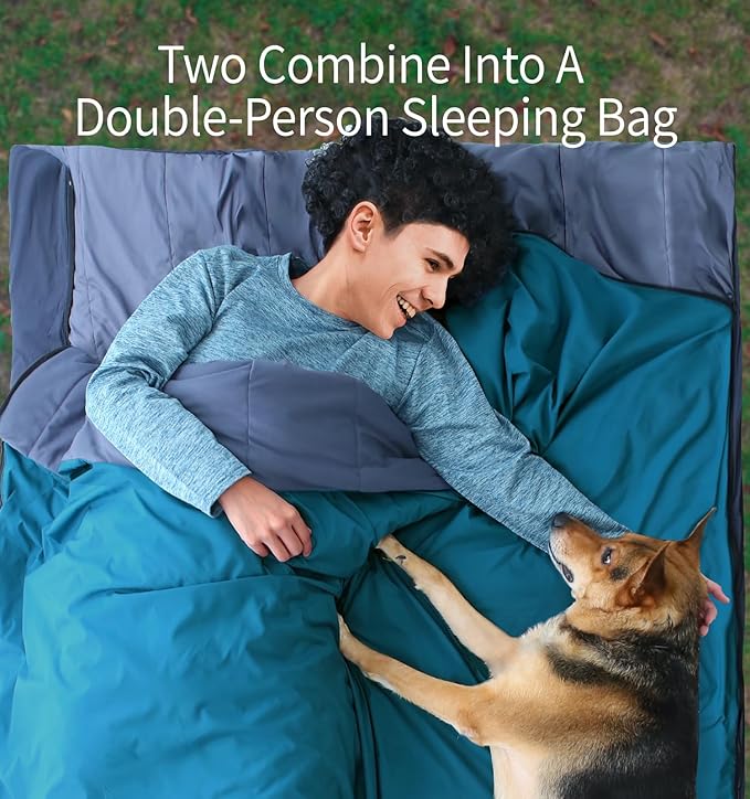 Litume Compact Sleeping Bag 68°F-50°F 1.6lbs Combinable Lightweight Portable Packable sleep sacks for Adults for Backpacking Camping Hiking Travel Family with Stuff Sack 3 seasons Velvet lined