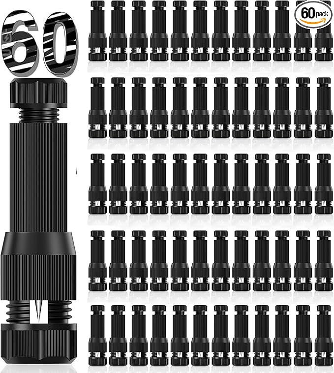 iCreating 60 Pack Low Voltage Wire Connector Landscape Lighting Connectors Waterproof Low Voltage Connector 12-20 Gauge Landscape Light Connectors for Landscape Lighting Path Lights