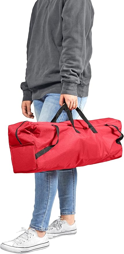 Garden Elements Swivel Camping Chair – Portable Outdoor Chair with 360° Swivel Tall Back Support Breathable Nylon Mesh Steel Frame Foldable Design with Carrying Case – Red