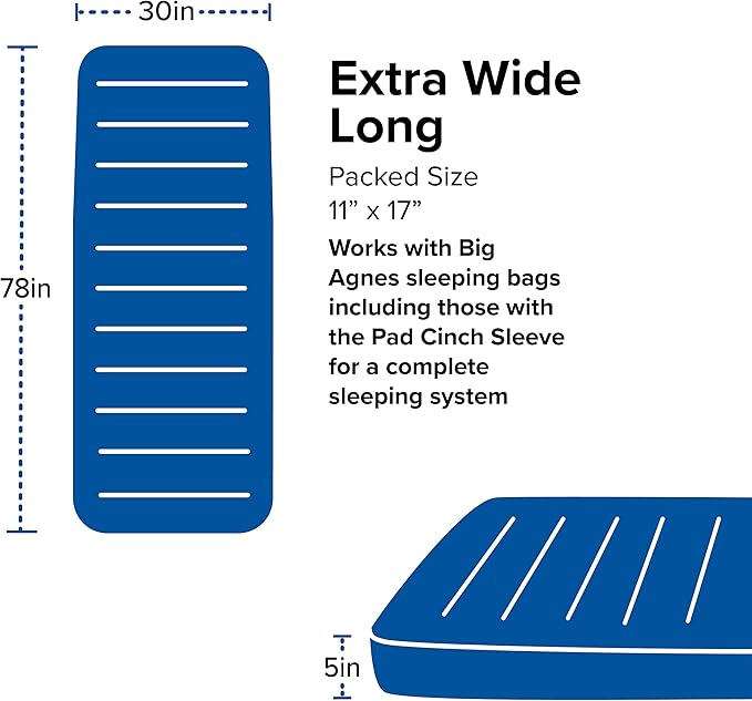 Big Agnes Captain Comfort Deluxe Camp | Supremely Comfortable All-Weather Self-Inflating Sleeping Pad