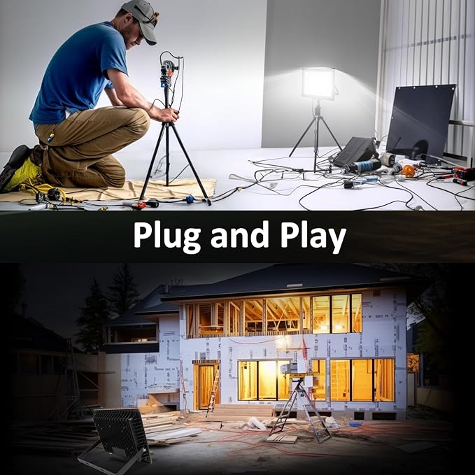 Flood Lights Outdoor7200LM Bright Work Light Plug in6500K Daylight White LED Flood Light Outdoor IP66 Waterproof Exterior Floodlight for Yard Garage Stadium 2 Pack (60W)