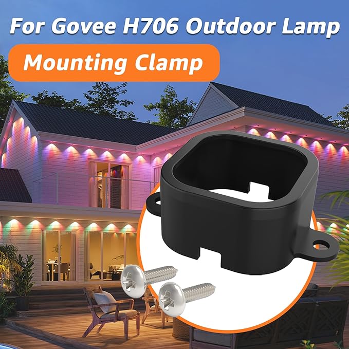 60 PCS Mounting Brackets Compatible with Govee Outdoor Lights Pro H706A Light Clips for Govee Pro Outdoor Lights 100FT Fully Enclosed Mounting Bracket Replaces 3M Adhesive-Black