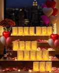 AceList Romantic Anniversary Decorations Set - Love You More Every Day 19 Pcs Luminary Bags with 40 LED Tea Lights 2000 Rose Petals &amp 6 Heart Balloons - Light Up Letters Kit for Proposal