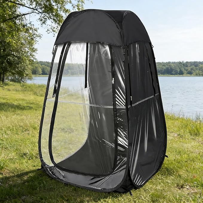 Weather Pod 1 Person Sports Pop Up Pod Tent with Transparent Windows Protection Cold Wind and Rain for Outdoor Sports Fishing Camping