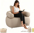 Inflatable Sofa with Built-in Pumpself Inflatable Couch Rechargeable Support 880 lbsAir Sofa for Camping HomeTravelOutdoor (Round Single Sofa Khaki) | Outdoor Camping Sofa Self Inflatable Sofa