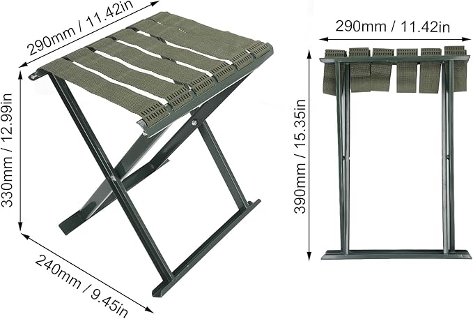 gernie Folding Stool Portable Heavy Duty Camping Stool Hold up to 600 lbs Outdoor Portable Chair Compact Folding Chair for Camping Fishing Walking Hiking Gardening and Beach (A)