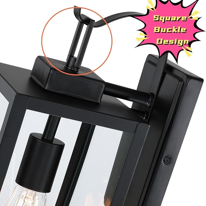 WISBEAM Large Outdoor Wall Light Fixture 17.75in Exterior Wall Lighting Fixture Modern Porch Lights Wall Sconce for Outside Porch Lamp with Metal Construction and Clear Glass 1 Pack