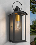 Dusk to Dawn Outdoor Wall Light Fixtures 15inch Waterproof Patio Lanterns Exterior Wall Mount Lantern Sconce with Glass Black Wall Sconces for House Garage Front Door