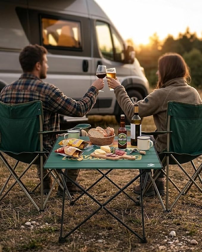 VILLEY Portable Camping Side Table Ultralight Aluminum Folding Beach Table with Carry Bag for Outdoor Cooking Picnic Camp Boat Travel