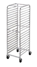 Channel 401AC Bun Pan Rack Economy Series All-Welded Aluminum Construction 20.5 W x 26 D x 70.25 H End Load 3 Angle Spacing 20 Pans (18x26) or 30 Pans (13x18) 5 Swivel Casters