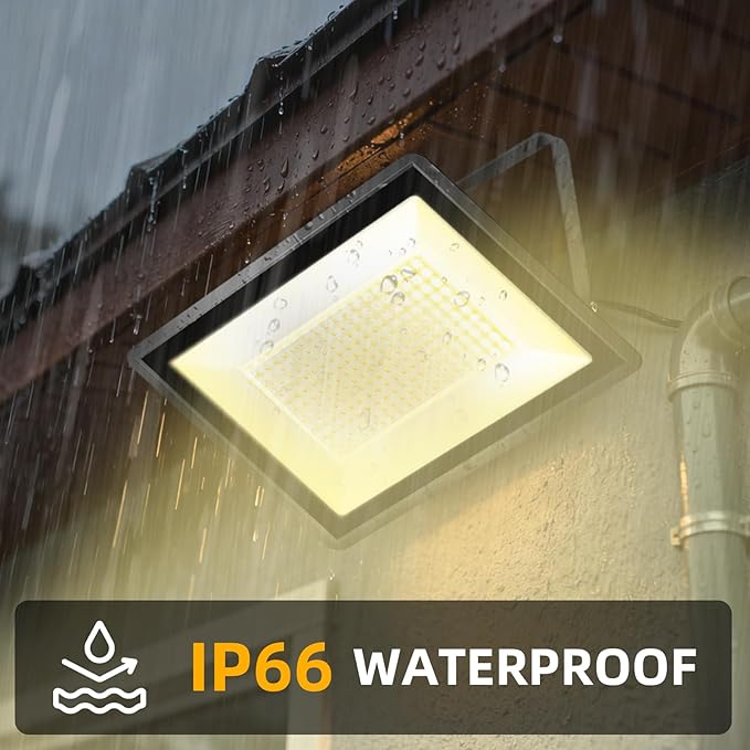 2 Pack 600W LED Flood Light Outside Warm White Flood Lights3000K 60000LM Super Bright Outdoor Security Lamp (3000W Equivalent) IP66 Waterproof Floodlight for Yard Field Court Stadium