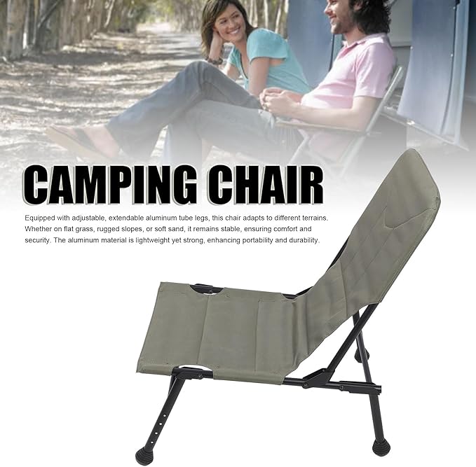 Camping Chair Thickened Oxford Cloth Camping Folding Chair with Adjustable Legs for Outdoor Beach Hiking Gardening Picnic