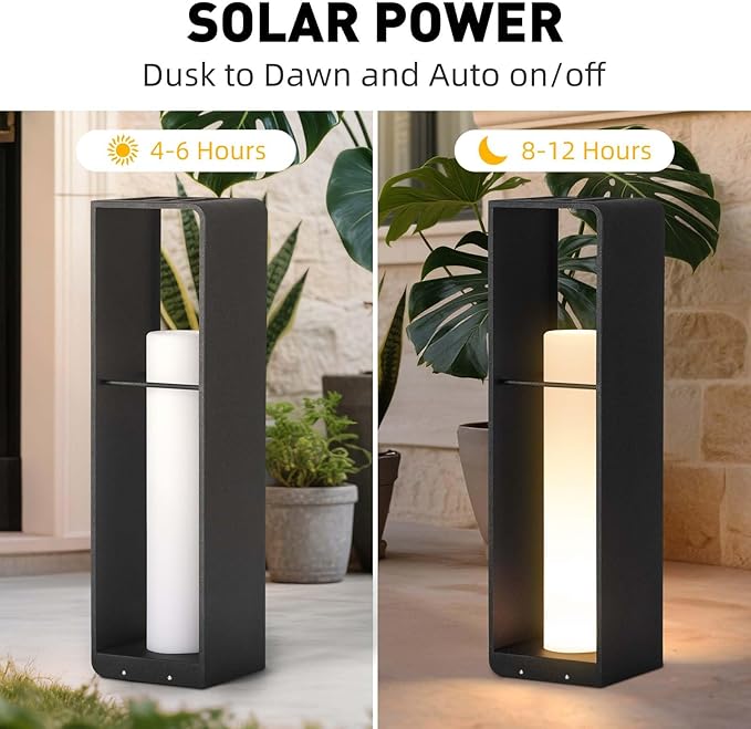 Outdoor Lights for Patio IP65 Solar Lanterns Outdoor Waterproof 3000K LED Path Lights Outside Floor Lamp Solar Powered Dusk to Dawn Landscape Lighting for Deck Garden Yard Backyard Porch