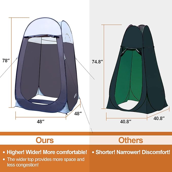 Leader Accessories Pop Up Shower Tent Dressing Changing Room Privacy Portable Camping Shelters 4' x 4' x 78 H Extra-Large Space