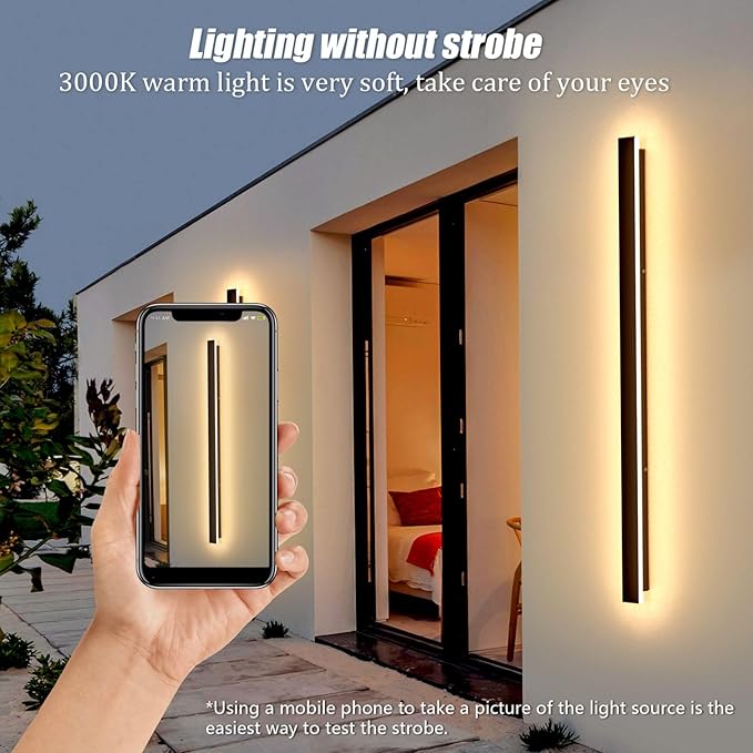 2 Pack 40inch Long Outdoor LED Wall Lights 30W Black 3000K Warm White Porch Lights Acrylic Waterproof IP65 Exterior Wall Light Fixtures for House Patio Porch Courtyard