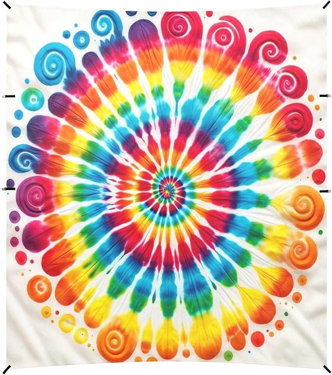 ALAZA Rainbow Swirl Tie Dye Beach Tent Sun Shelter UPF50+ Protection Beach Shade Canopy w/ 4 Sandbags for Outdoor Camping Fishing Backyard Fun Picnic 10x9 ft
