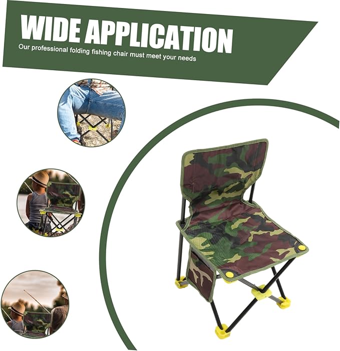 Folding Fishing Chair Portable Outdoor Fishing Stool Backrest Compact Design for for Camping Hiking