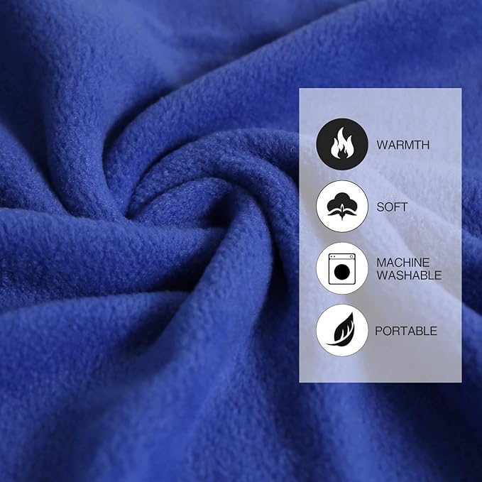 REDCAMP Fleece Sleeping Bag Liner with Hood Great for Adult Warm or Cold Weather 87 Long Full Sized Zipper Camping Blanket for Outdoor Blue