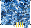 Waterproof Sandproof Beach Blanket 59''×68'' Camouflage Polyester Outdoor Picnic Blanket with 4 Stakes &amp Storage Bag for BeachCampingVacation Blue
