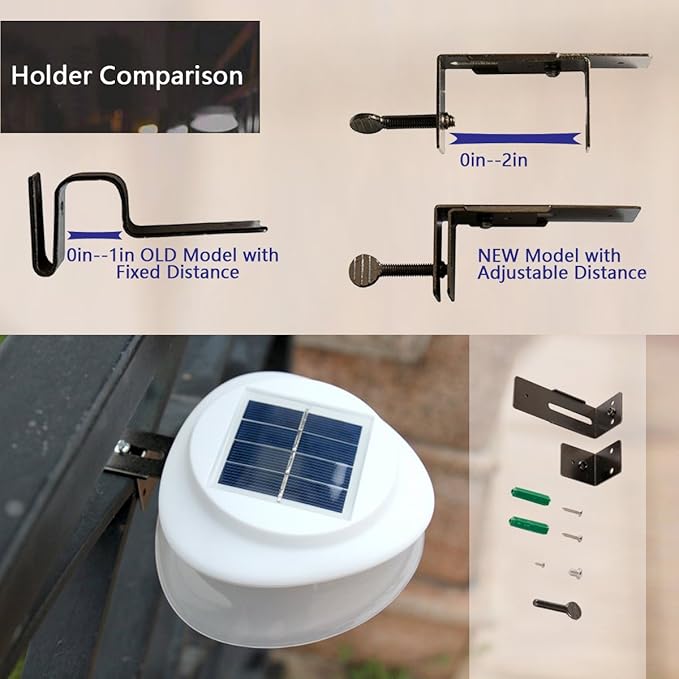 Solar Gutter Lights Outdoor 9 LED Super Bright Waterproof Wireless Security for Garden Wall Yard Deck