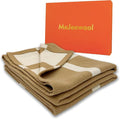 Wool Blanket &amp Throws 90% Wool Warm Blanket Soft Couch Blankets 75x55 Twin Throw Blankets for Living Room Camping Outdoors or Car Travel with Exquisite Box for Gift (Camel)