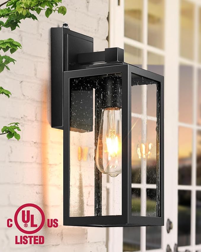 VIANIS Large 2 Pack Outdoor Wall Lights Dusk to Dawn Black Exterior Garage Lighting Fixture Wall Mount Sconces Modern Front Porch Lanterns Outside Lights for House Waterproof Coach Lights Outdoor