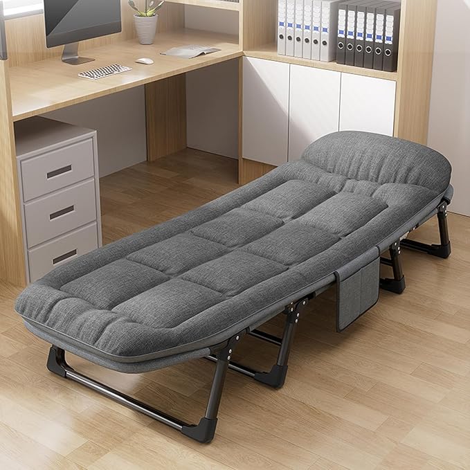 Adult Camping Bed6-Speed Adjustable Portable Sleeping Bed with Headrest Free InstallationSuitable for Outdoor Camping and Indoor Lunch Breaks (75x26in)